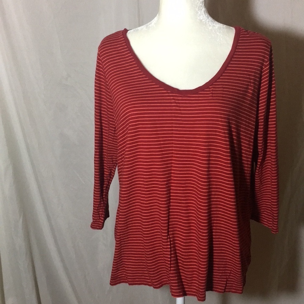 Liz Claiborne 3/4 Sleeve Scoop neck Stripe…